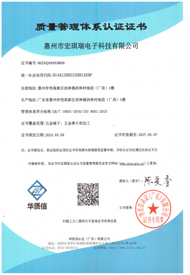 质量管理体系认证证书